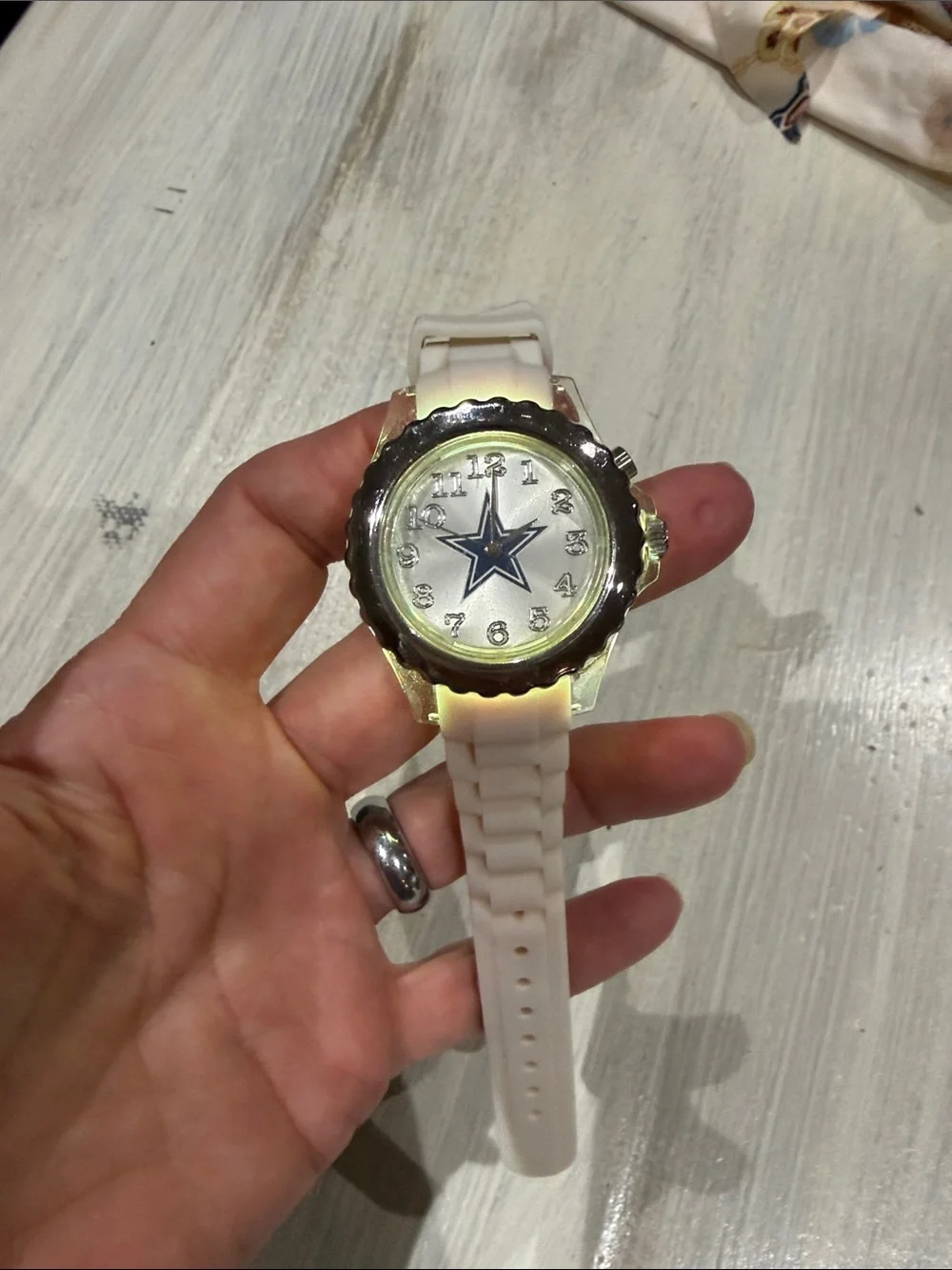 White Dallas Cowboys Silicone Star Dial Sports Watch